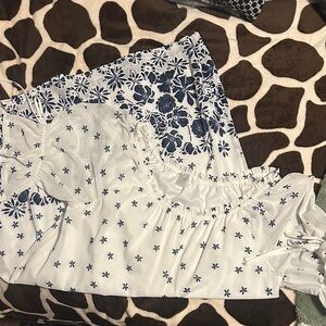 Siren Lily Navy and White Floral Top
